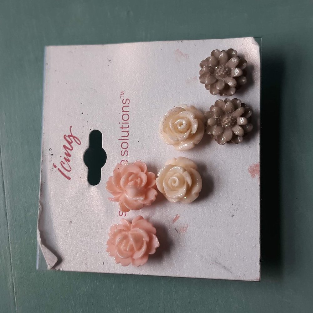 Flower Earrings Three Pair